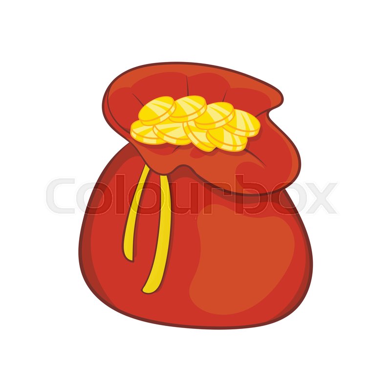 800x800 Brown Money Bag Full Of Coins Icon, Cartoon Style Stock Vector