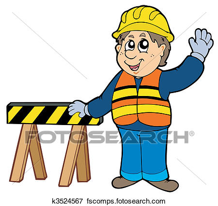 450x425 Clip Art Of Cartoon Construction Worker K3524567