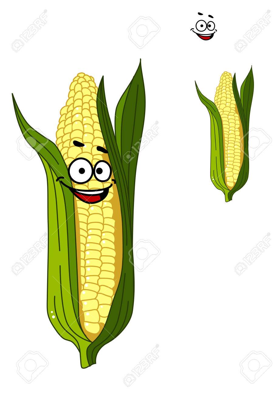 902x1300 Cheerful Smiling Cartoon Corn Vegetable On The Cob With A Happy