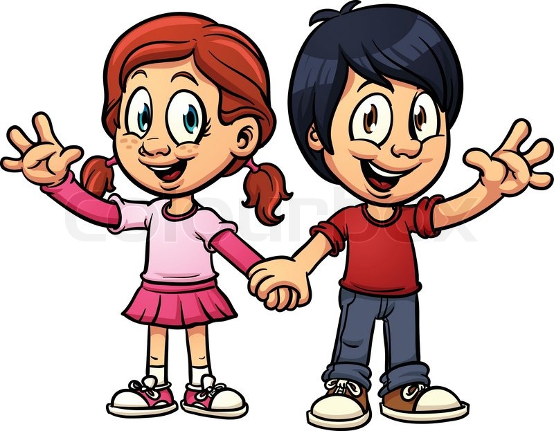 800x623 Cute Cartoon Kids. Vector Clip Art Illustration With Simple