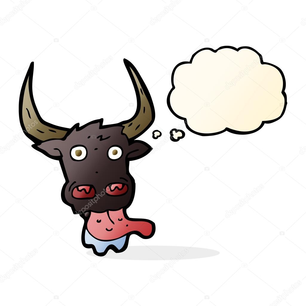 1024x1024 Cartoon Cow Face With Thought Bubble Stock Vector