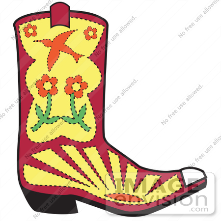 450x450 Royalty Free Cartoon Clip Art Of A Red Cowgirl Boot With A Flower