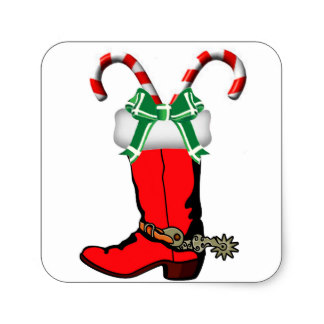 324x324 Christmas Cowboy Boots Stickers Zazzle
