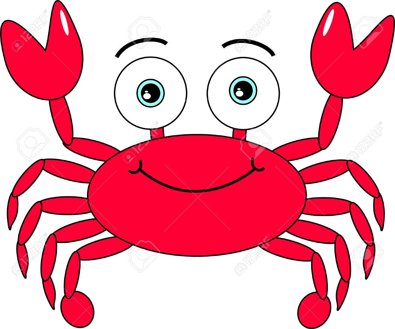 1300x1081 Happy Cartoon Crab Isolated Royalty Cliparts Vectors And Stock