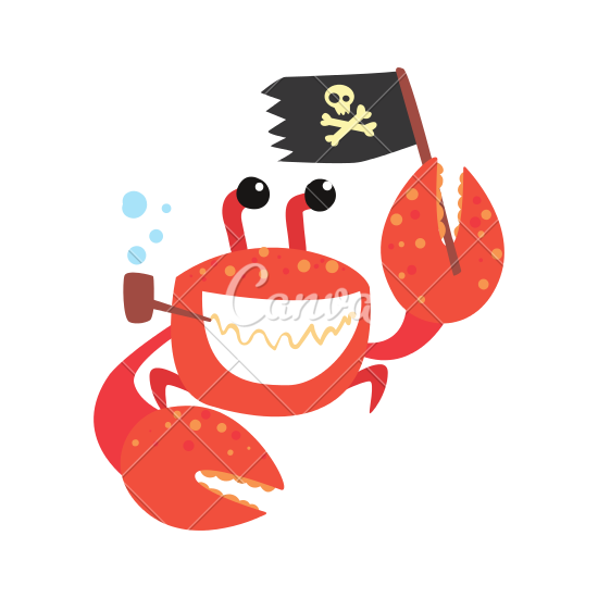 550x550 Fun Smiling Red Cartoon Crab
