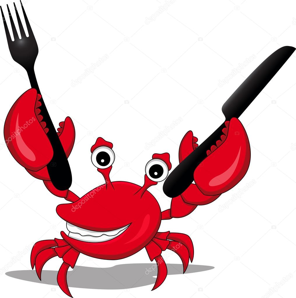 1015x1024 Crab Cartoon With Fork And Knife Stock Vector Starlight789
