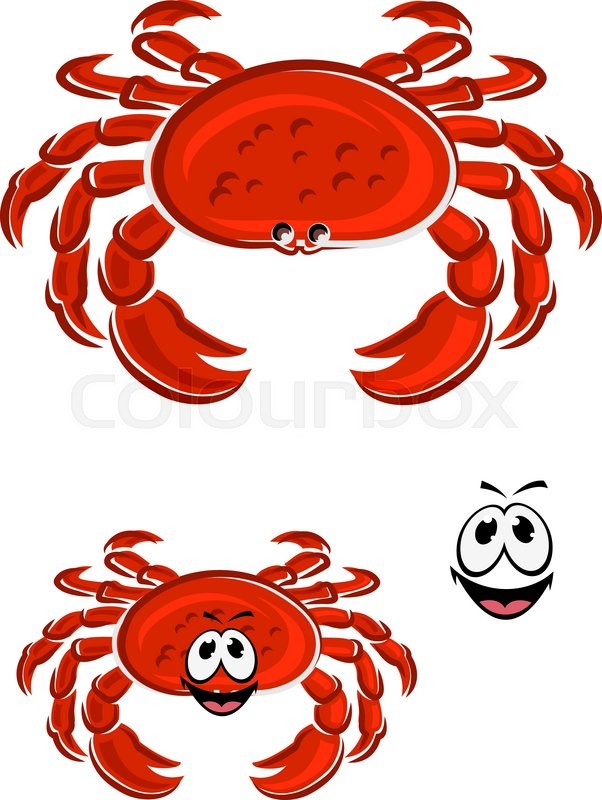 602x800 Funny Red Crab Cartoon Character With Thick Armoured Shell, Claws