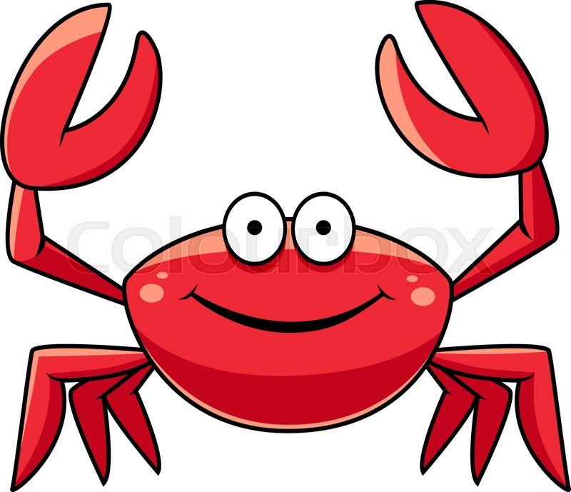 800x689 Happy Red Marine Crab With Big Claws And A Smiling Face, Cartoon