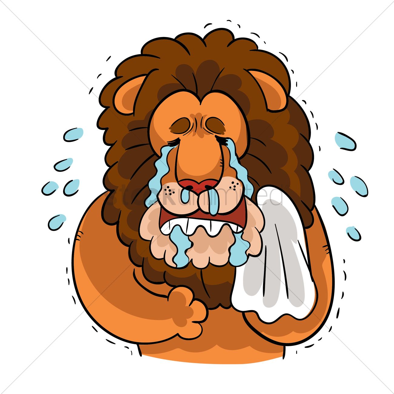 1300x1300 Cartoon Lion Crying His Eyes Out Vector Image