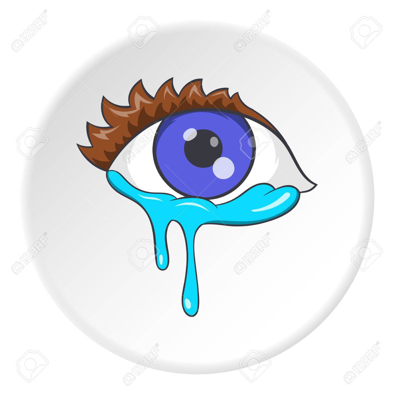 1300x1300 Crying Eyes Icon In Cartoon Style Isolated On White Circle