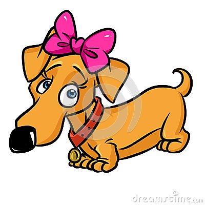 400x400 Dachshund Cute Girl Cartoon Illustration Isolated Image Animal