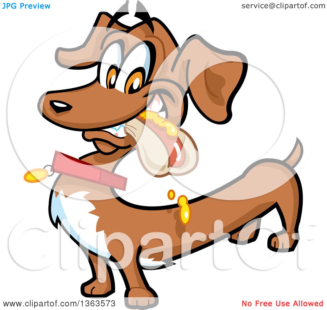 1080x1024 Clipart Of A Cartoon Happy Dachshund Eating A Hot Dog
