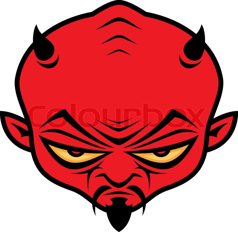 800x779 Cartoon Illustration Of A Mean Devil Character With Horns