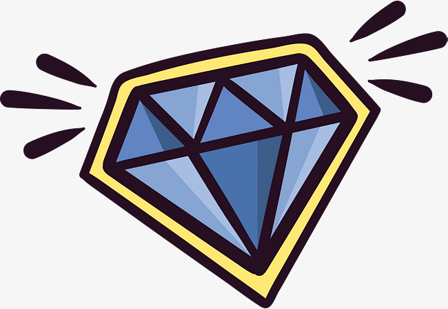 650x448 Cartoon Hand Painted Blue Diamond, Vector Pattern, Blue Diamond