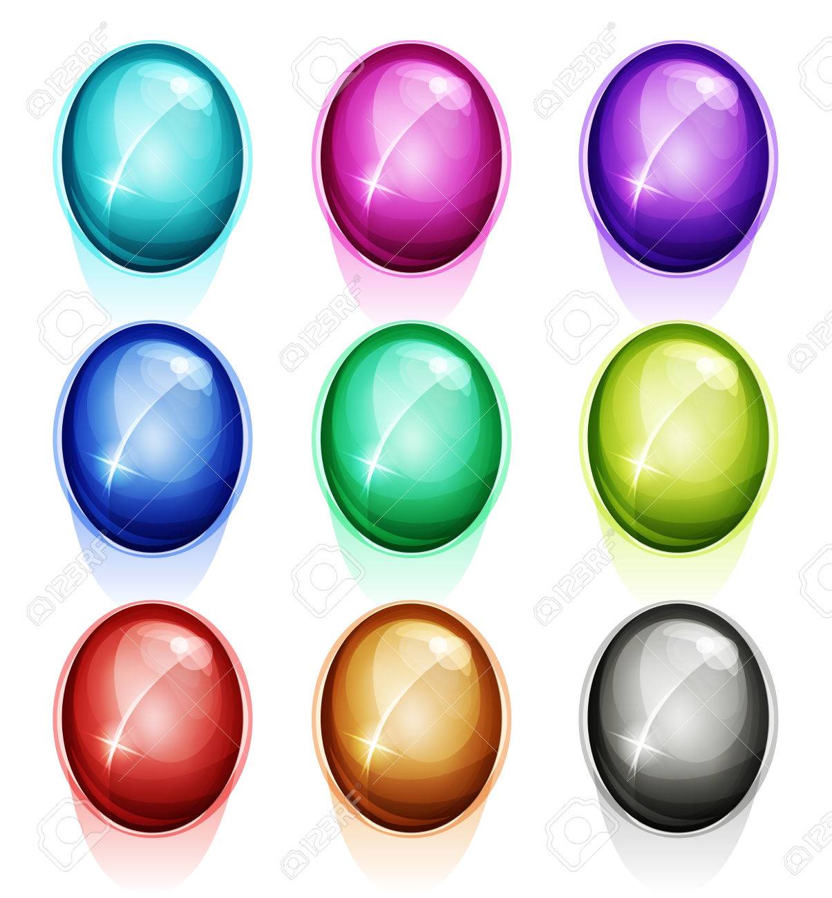 1204x1300 Illustration Of A Set Of Glossy And Bright Cartoon Rounded Gems