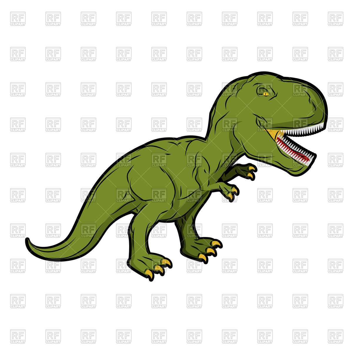 1200x1200 Scary Cartoon Dinosaur, Green Tyrannosaurus Rex Royalty Free