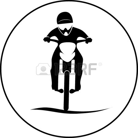 450x450 Dirt Bike Motorcycle Rider Sign In Round Illustration Royalty Free