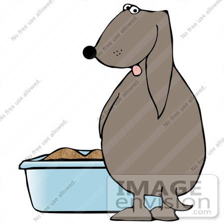 450x450 Clip Art Graphic Of A House Trained Dog Peeing Into A Blue Litter