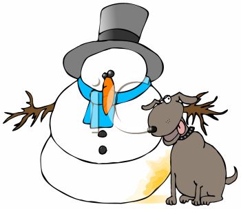 350x304 Cartoon Of A Dog Peeing On A Snowman