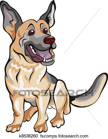 365x470 Clipart Of Vector Cartoon Dog German Shepherd Breed K8536260