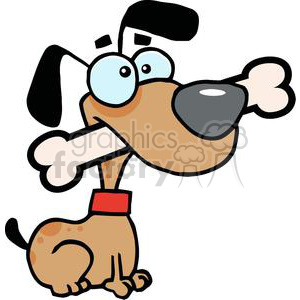 300x300 Royalty Free Cartoon Dog With Bone In Mouth 380010 Vector Clip Art