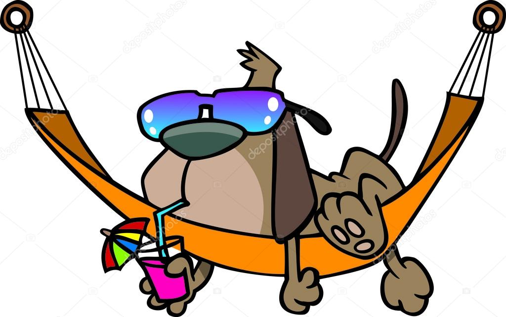 1024x642 Cartoon Dog Lounging On A Hammock Stock Vector Ronleishman