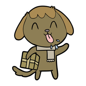 300x300 Cartoon Dog Ready For Xmas Royalty Free Stock Image