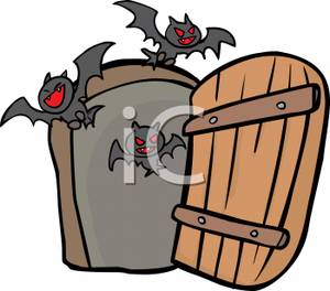 300x264 Cartoon Of Bats Flying Through An Open Door