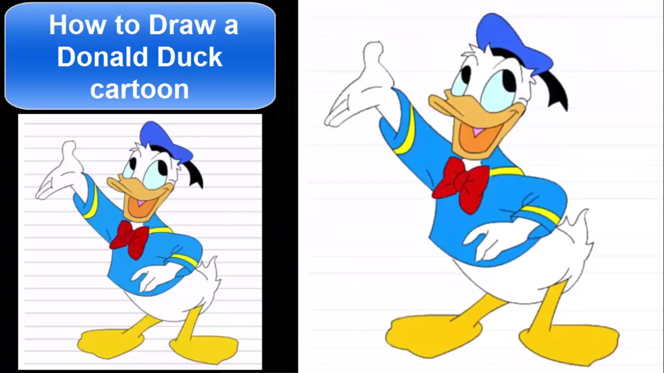 1366x768 How To Draw Donald Duck Cartoon Walt Disney World For Kids Step