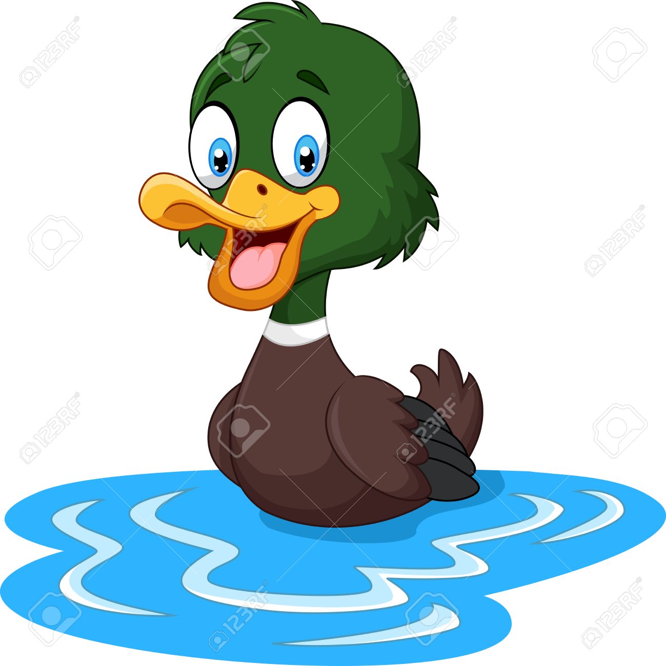 1299x1300 Illustration Of Cartoon Ducks Floats On Water Royalty Free