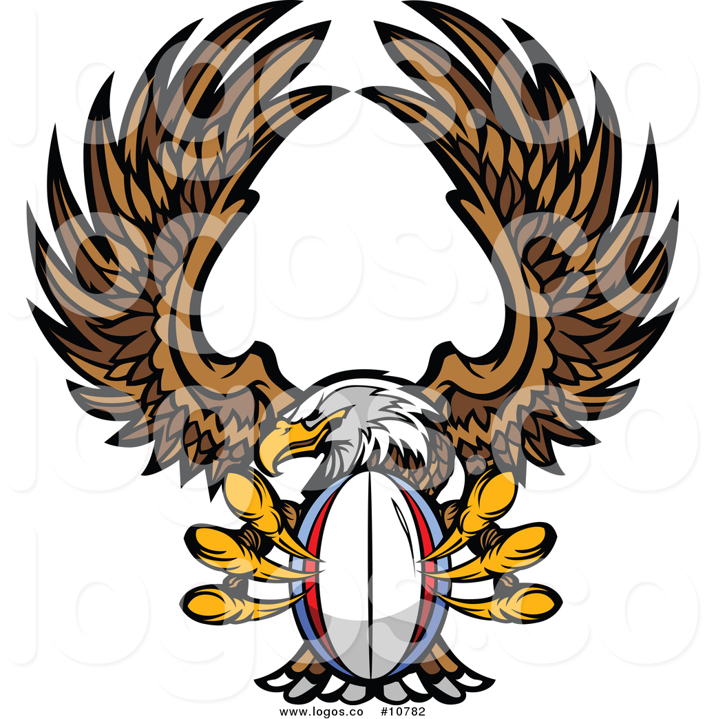1024x1044 Vector Logo Of A Bald Eagle Mascot Flying With A Rugby Ball In Its