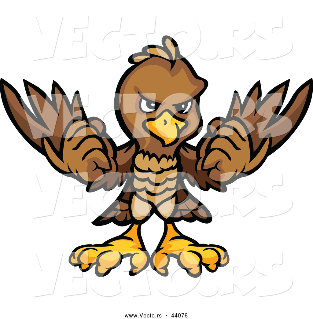 1024x1044 Vector Of A Brown Cartoon Eagle Mascot Holding Up Its Wings By