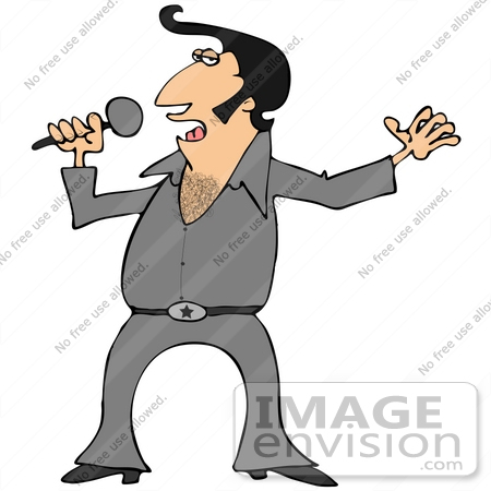 450x450 Clip Art Graphic Of A Hairy Elvis Impersonator Performing