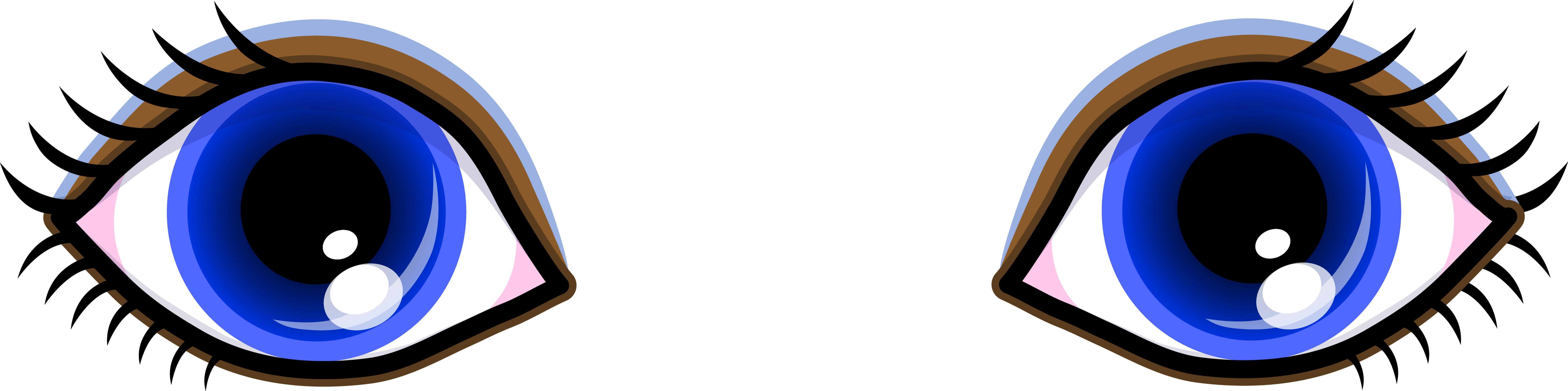 7538x1878 Cartoon Blue Eyes Clipart With Eyelashes