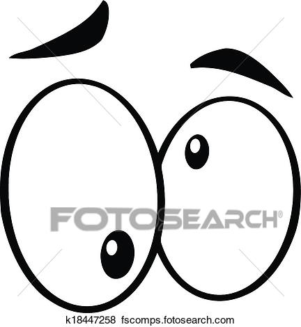 432x470 Clip Art Of Black And White Nutty Cartoon Eyes K18447258