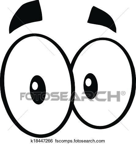 444x470 Clip Art Of Black And White Mad Cartoon Eyes K18447266