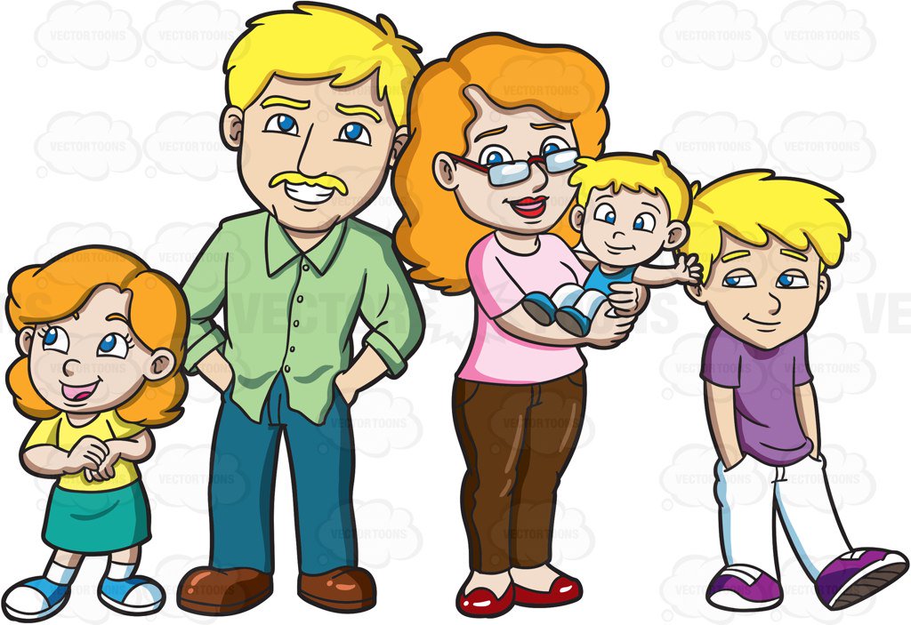 1024x703 A Lovely Family Of Five Cartoon Clipart