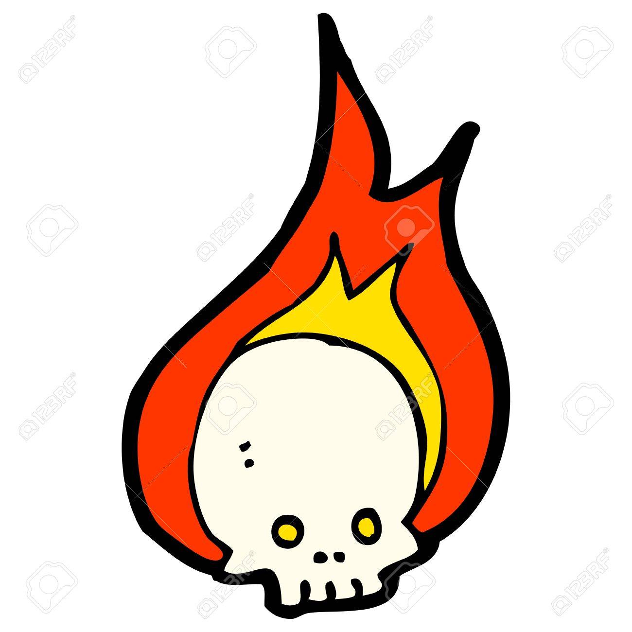 1300x1300 Cartoon Skull With Fire Background Royalty Free Cliparts, Vectors