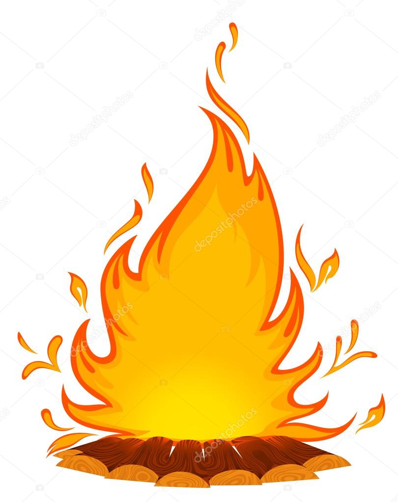 810x1023 Cartoon Stone Fire Place With A Conflagrant Fire Stock Photo