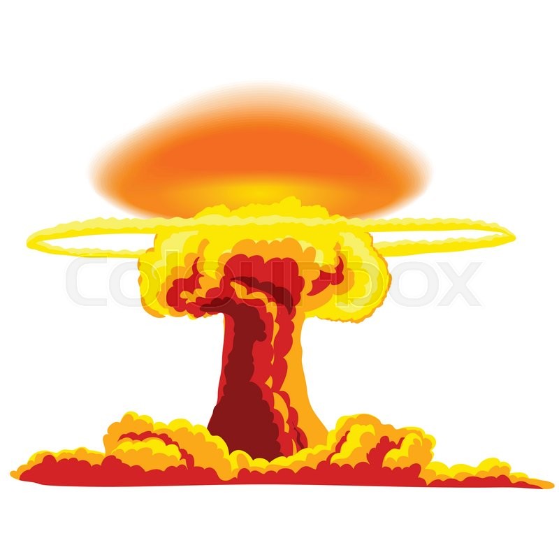 800x800 Nuclear Explosion With Dust. Orangend Red Illustration On