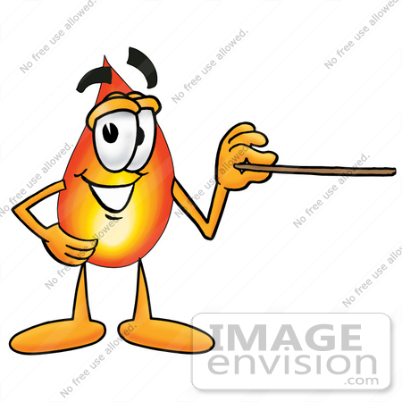 450x450 Clip Art Graphic Of A Fire Cartoon Character Holding A Pointer