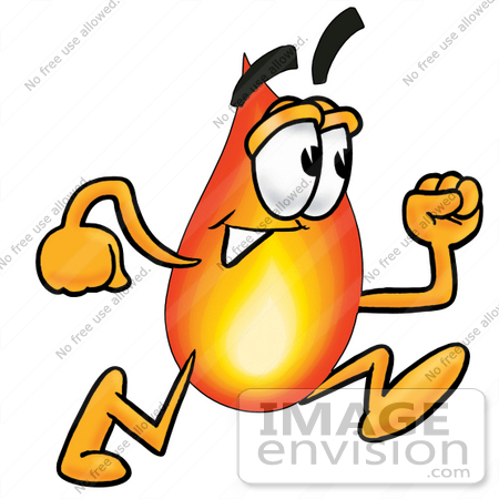 450x450 Clip Art Graphic Of A Fire Cartoon Character Running