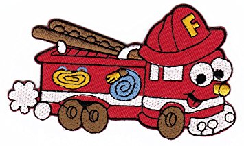 355x213 Red Fire Truck Cartoon Sew On Iron On Patches For Kids