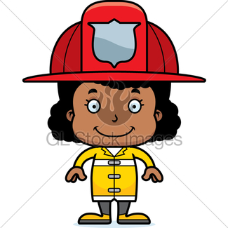 325x325 Cartoon Smiling Firefighter Girl Gl Stock Images