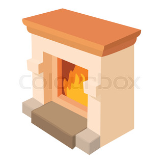 320x320 Cartoon Home Fireplace Isolated On White Background Stock Vector
