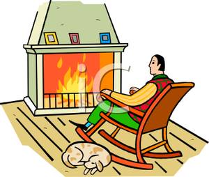 300x254 Colorful Cartoon A Man And His Dog Sitting In Front