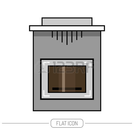 450x450 Flat Color Icon Fireplace, Stove Isolated On White Background