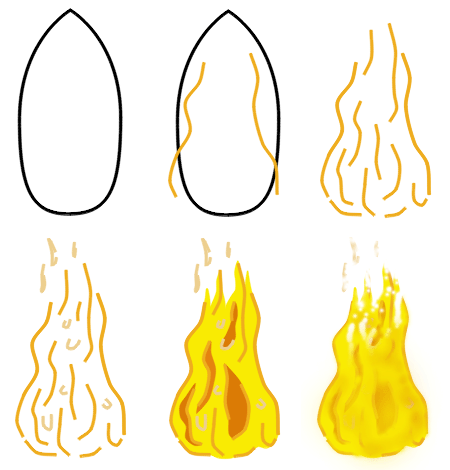 450x470 How To Draw Cartoon Fire