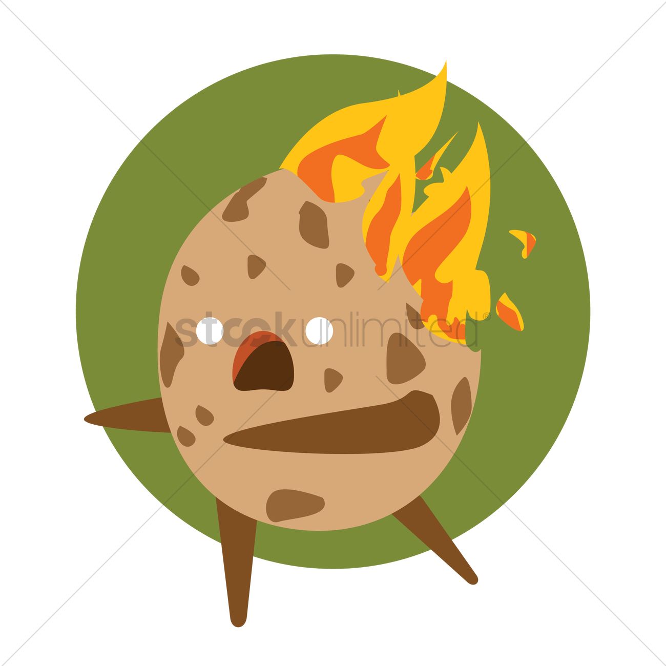 1300x1300 Potato Cartoon On Fire Vector Image