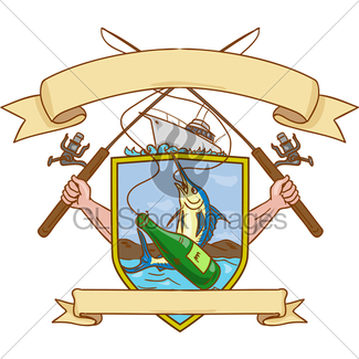 325x325 Fishing Rod Reel Hooking Blue Marlin Beer Bottle Coat Of Gl